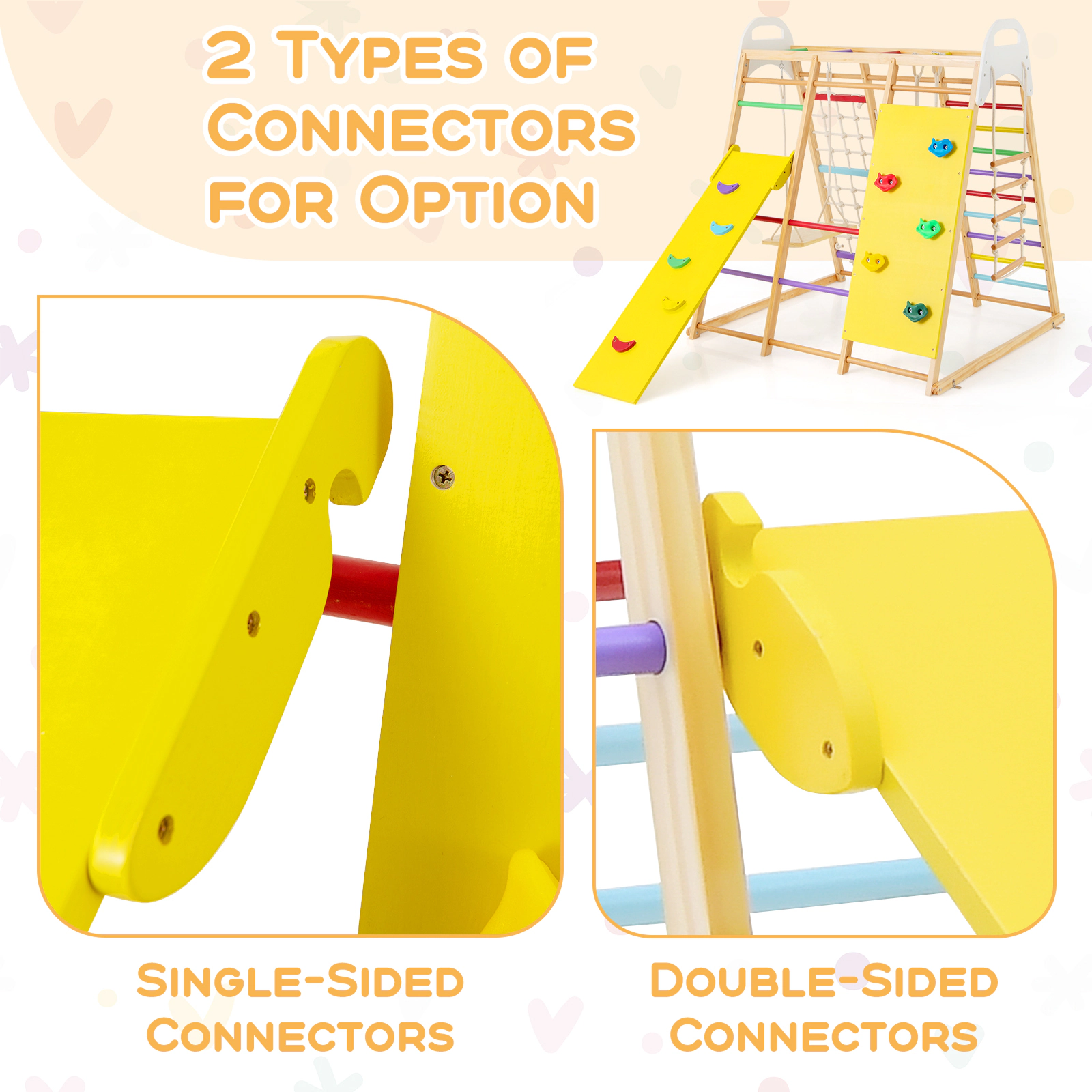 SUGIFT 8-in-1 Wooden Jungle Gym Playset with Slide and Monkey Bars 530-lb Capacity Ages 1+ Multicolor/Natural