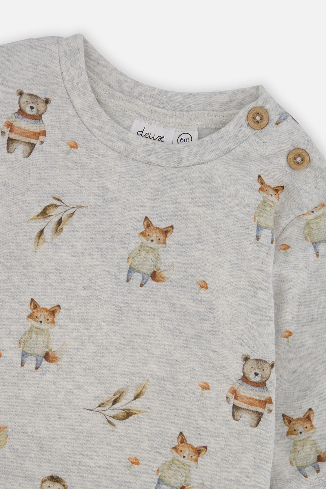 Deux par Boys Organic Cotton Pants and Top Set with Woodland Animal Print