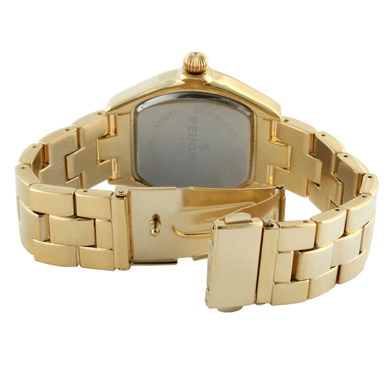 Peugeot Women's Gold Status Bracelet Watch Barrel Shape Roman Dial Gold-Tone Bracelet Strap