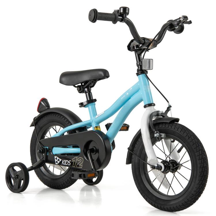 SUGIFT Adjustable 12-Inch Kids Bicycle with Training Wheels 110-lb Seat Capacity Ages 3-4 Years Blue
