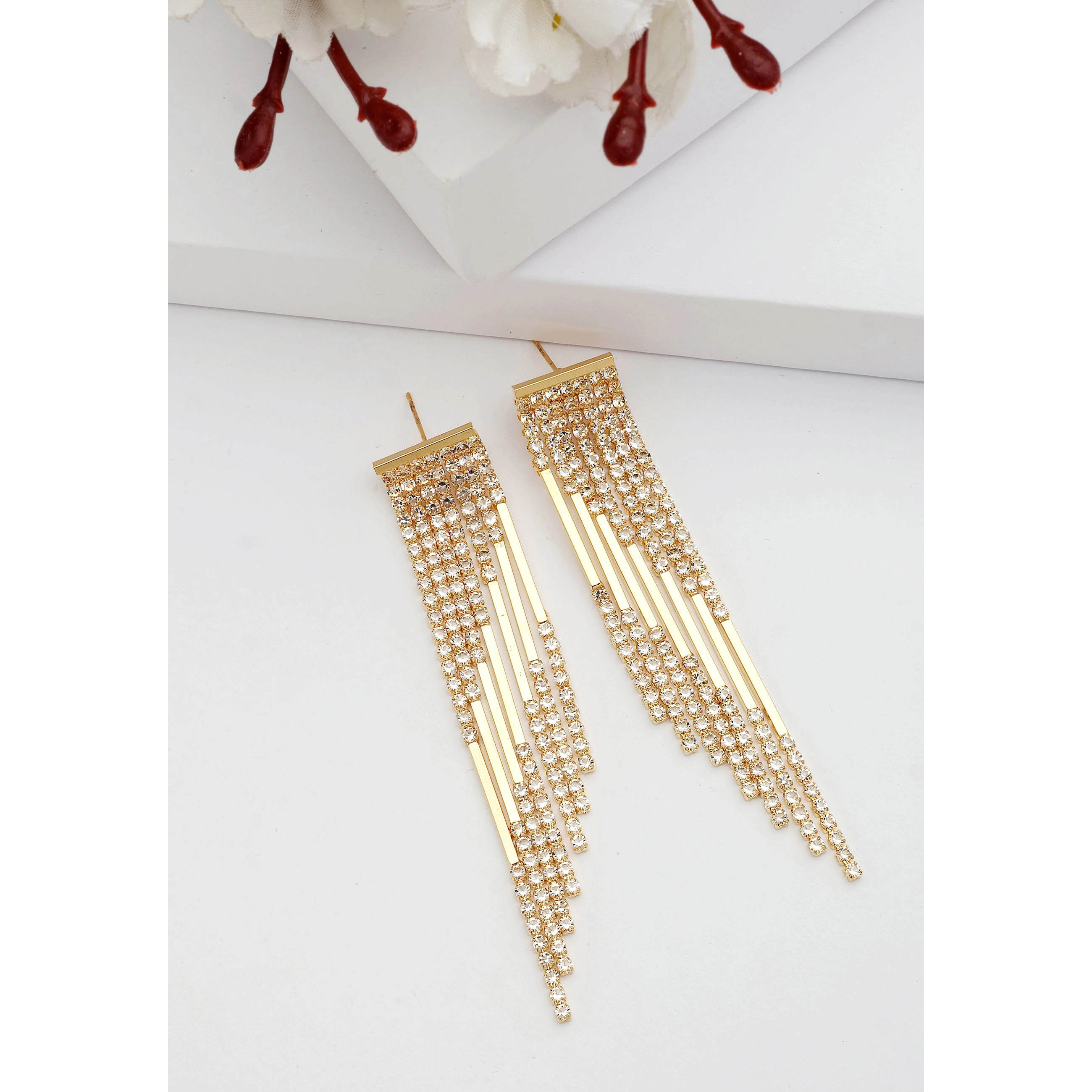 AGP PARIS Womens Diva Fringed Drop Party Earrings