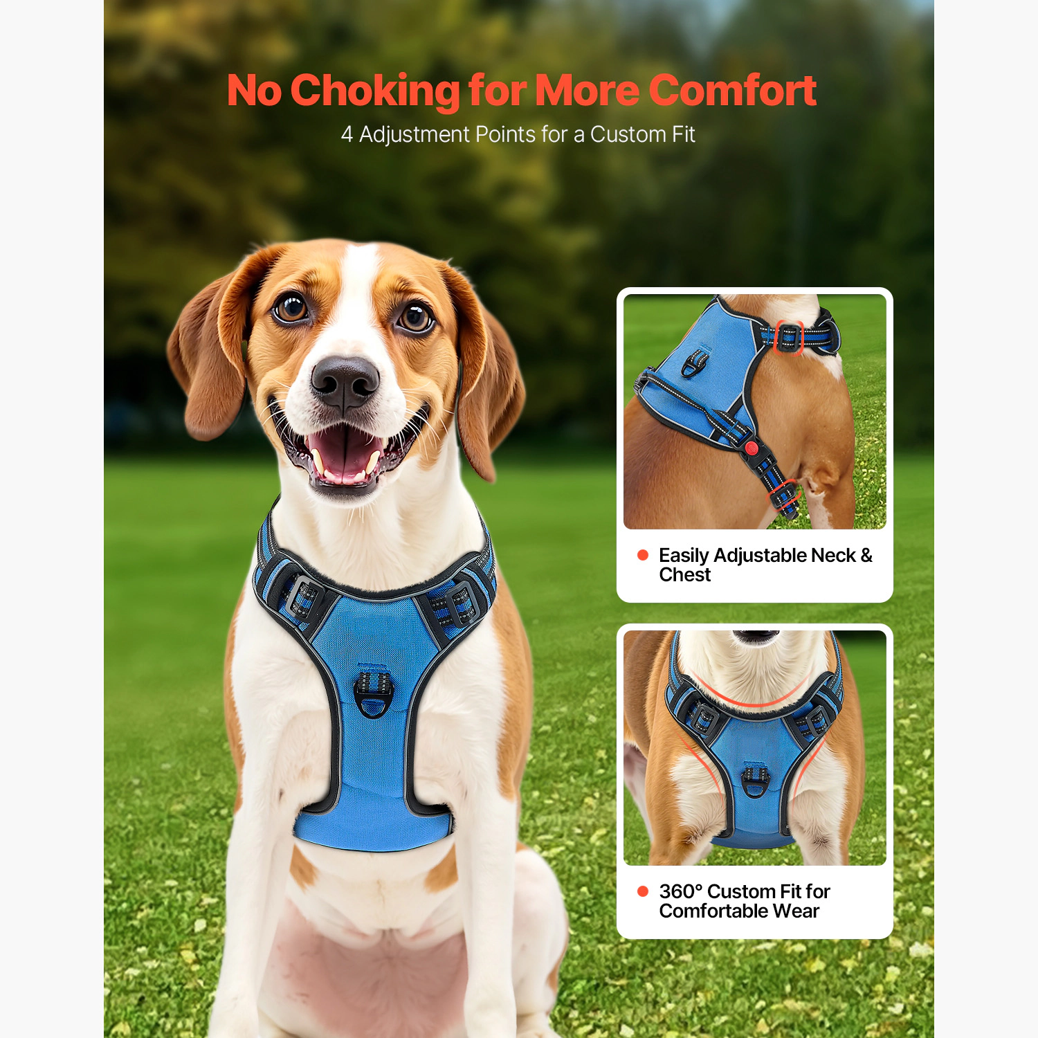 HONGGE Dog Harness for Large Dogs, No Pull Adjustable Pet Vest Harness, with Handle, Metal Rings, Buckles