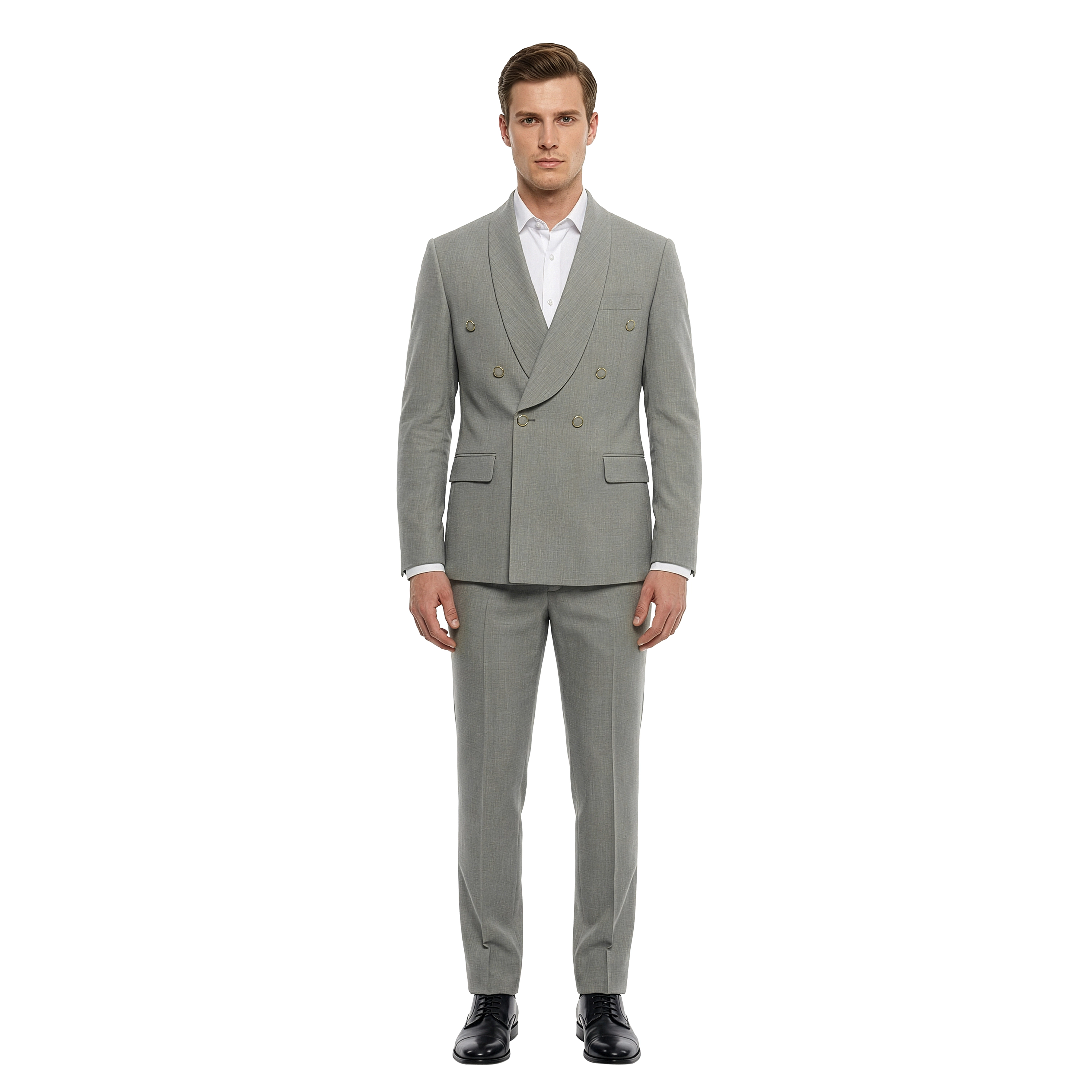 Tazzio Men’s Wide Shawl Collar Double Breasted 2pc Tuxedo Set