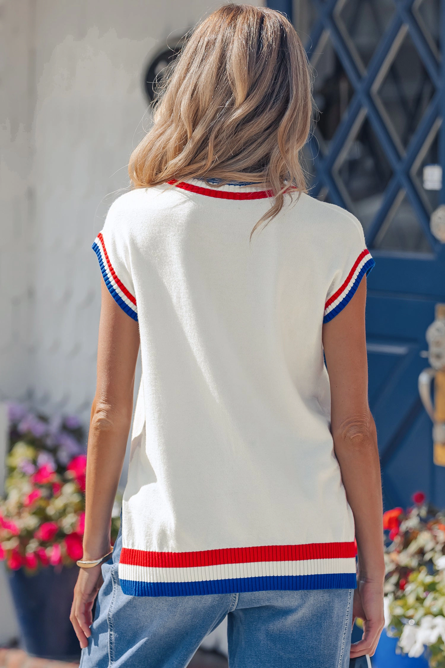 Threaded Pear Peyton Trim Short Sleeve Sweater