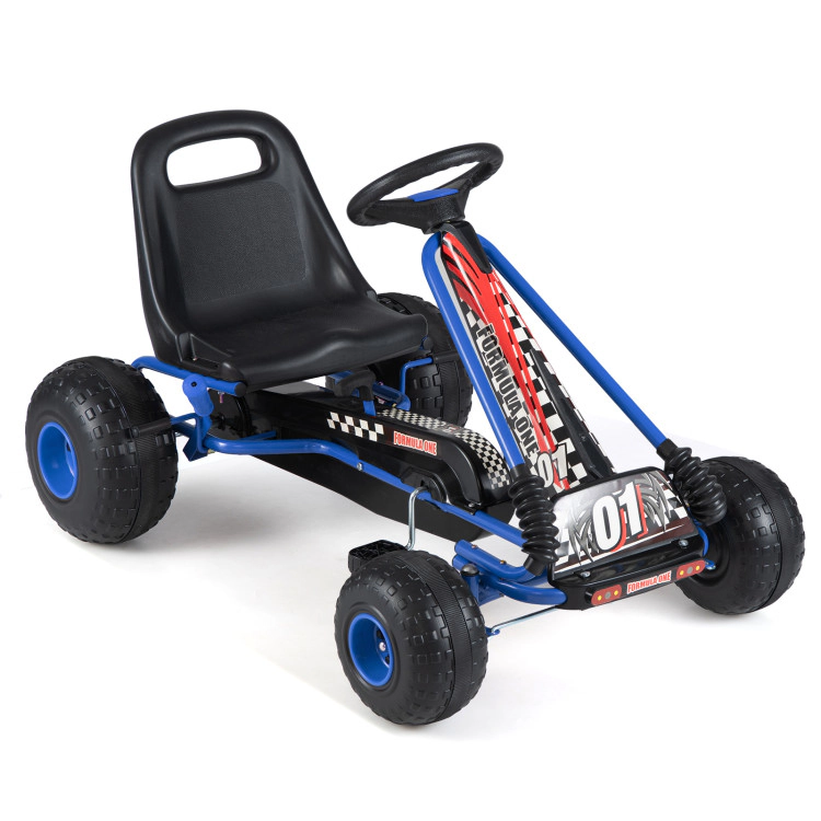 Hivvago Go Kart for Kids 4 Wheels Pedal with Adjustable Seat and Multi-Terrain