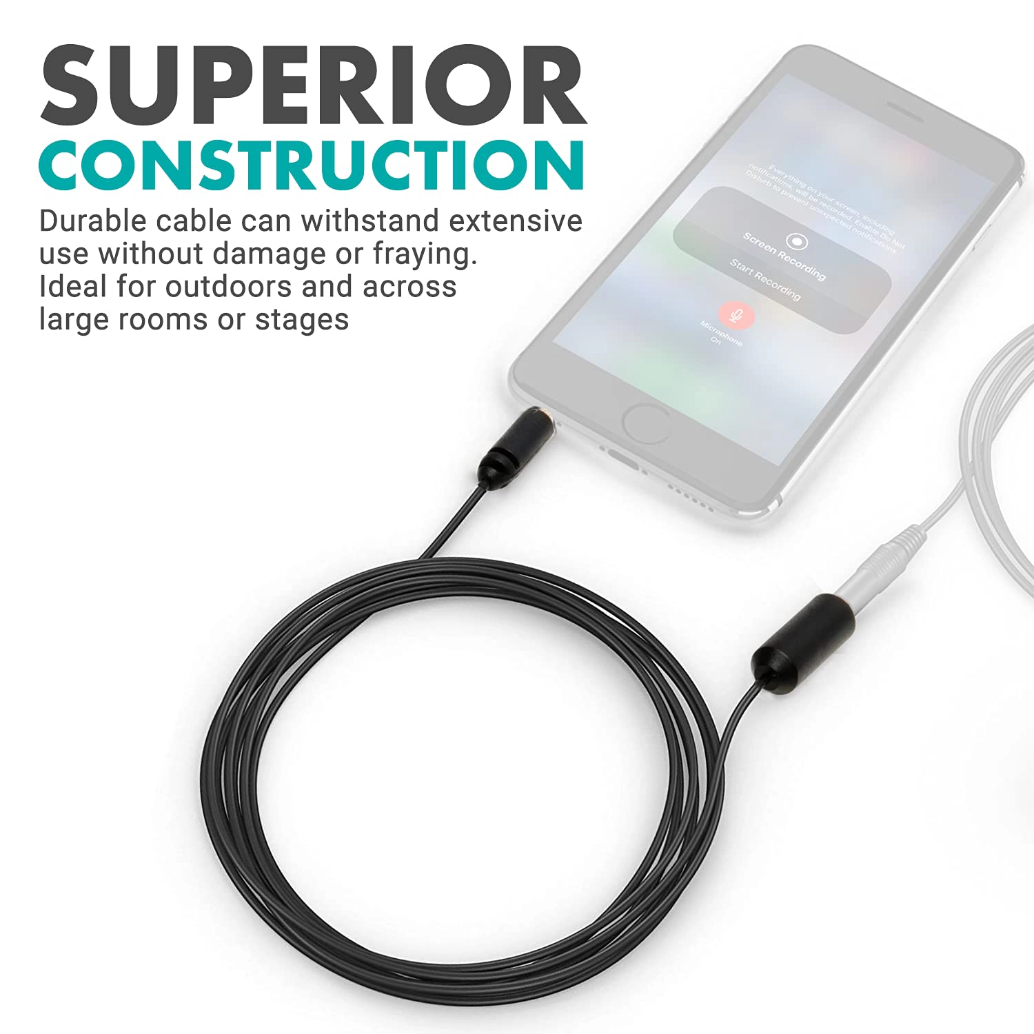 Movo PM10EC6 20-foot (6m) TRRS Female 3.5mm to TRRS Male 3.5mm Microphone Extension Cable for Smartphones