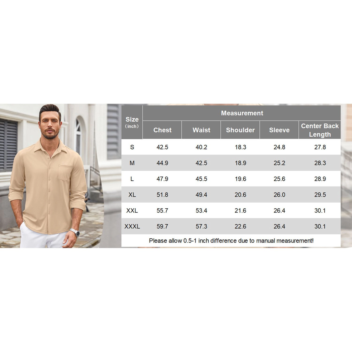 COOFANDY Mens Casual Long Sleeve Button Down Shirt Collared Pocket Dressy Fall Tops