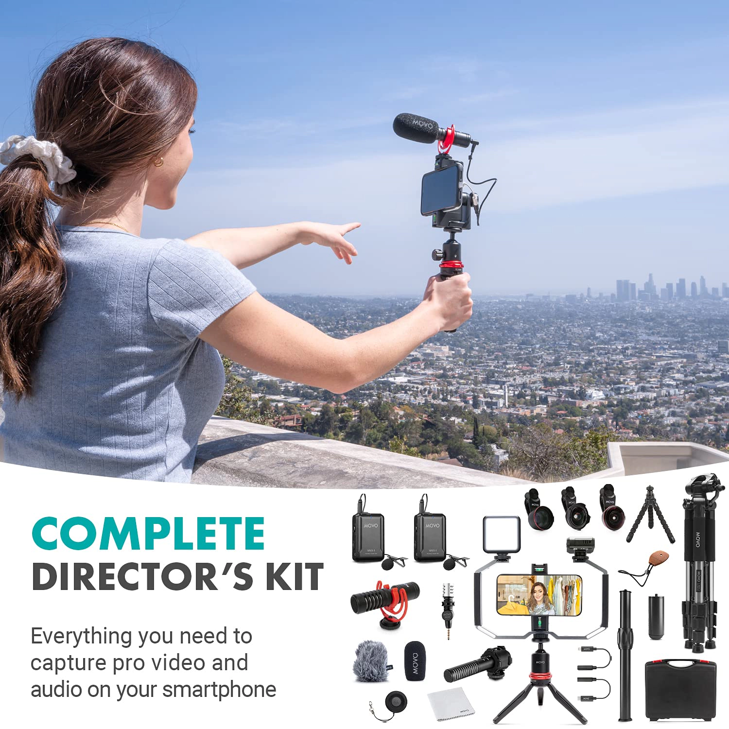 Movo iVlog5 Director's Vlogging Kit for iPhone - Lightning Compatible YouTube Starter Kit - Accessories: Tripod, Phone