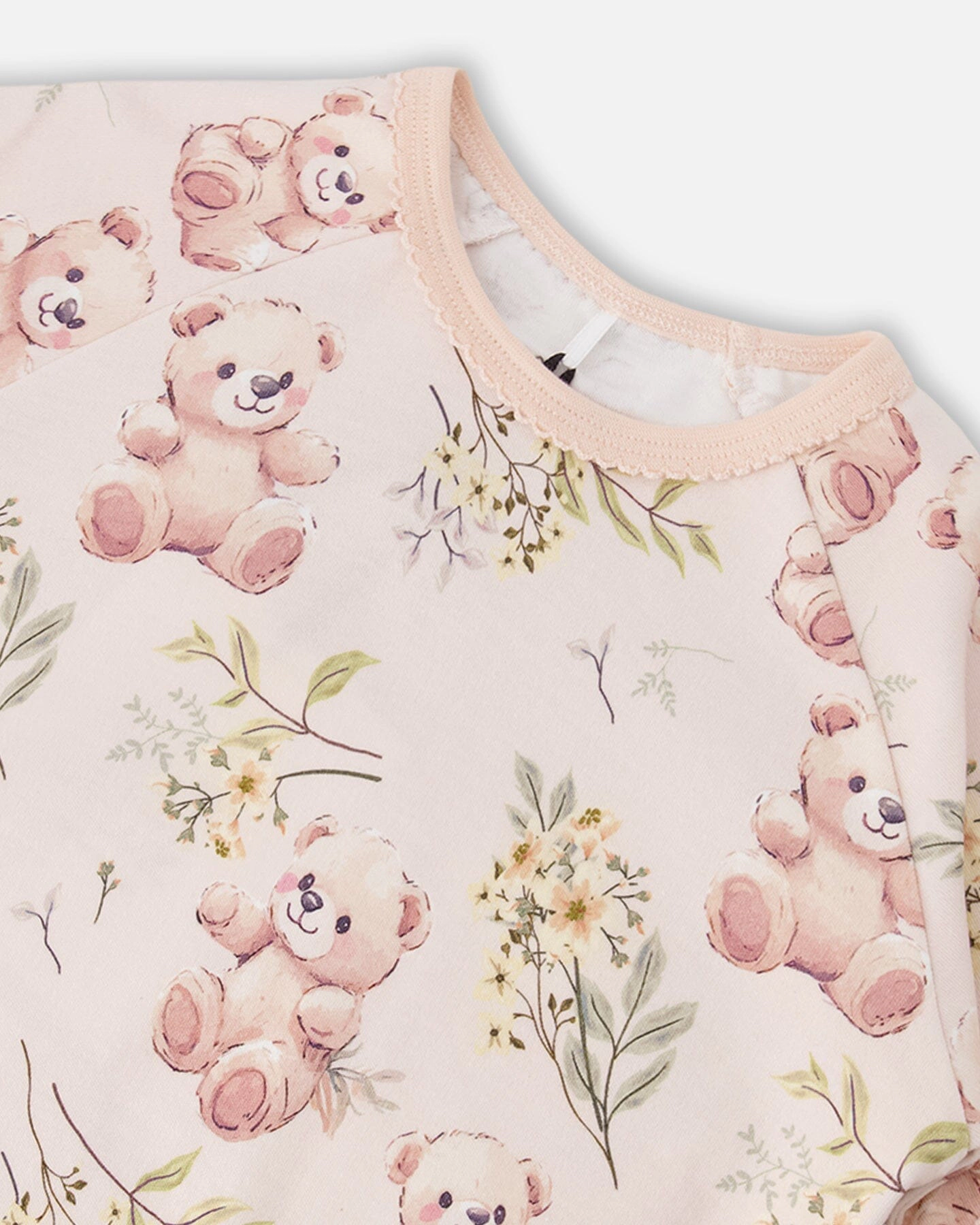 Deux par Girls Organic Cotton Two-Piece Pyjama Set Pale Pink Bear Print