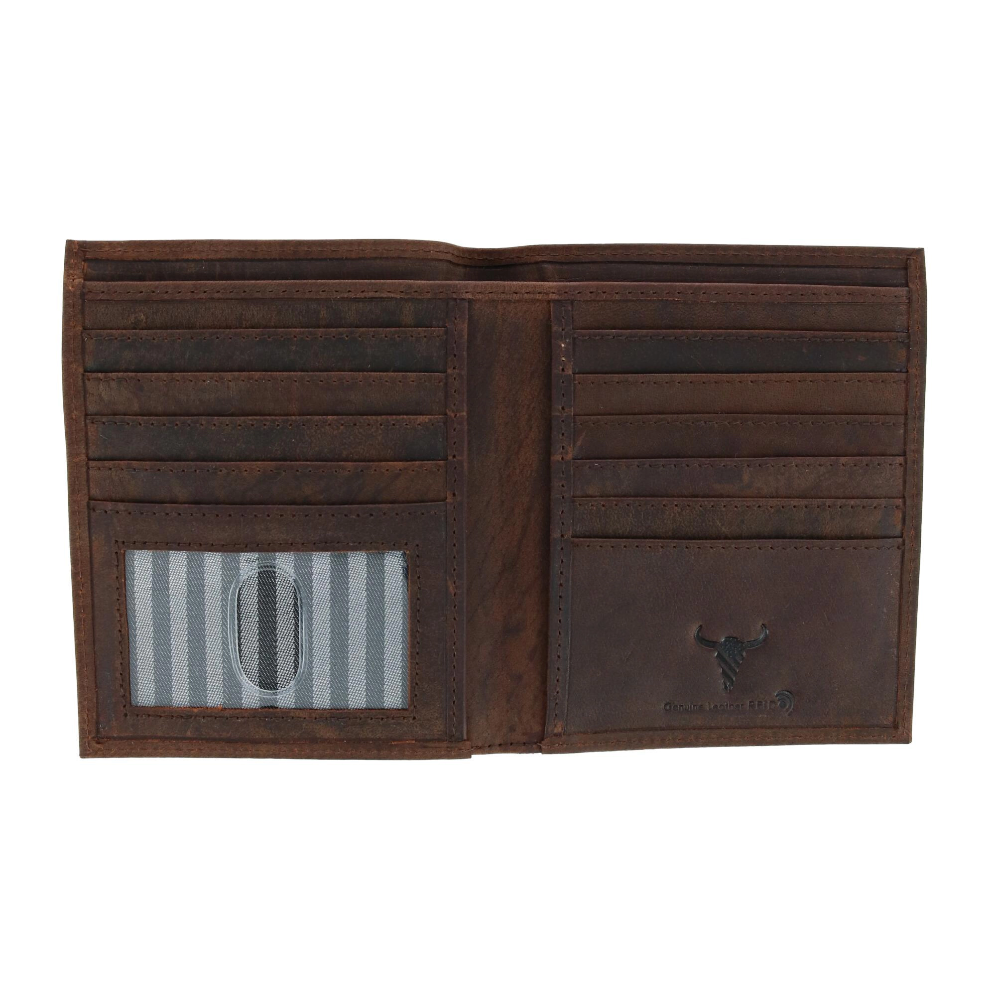 CTM Men's Distressed Hunter Leather RFID Hipster Wallet