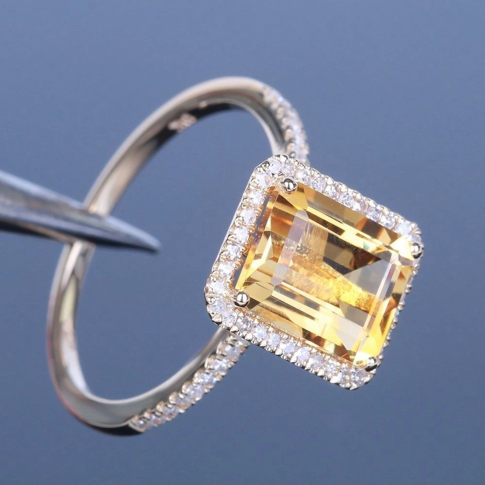14K Gold Plated Yellow Cubic Zirconia Cocktail Engagement Wedding Anniversary Ring