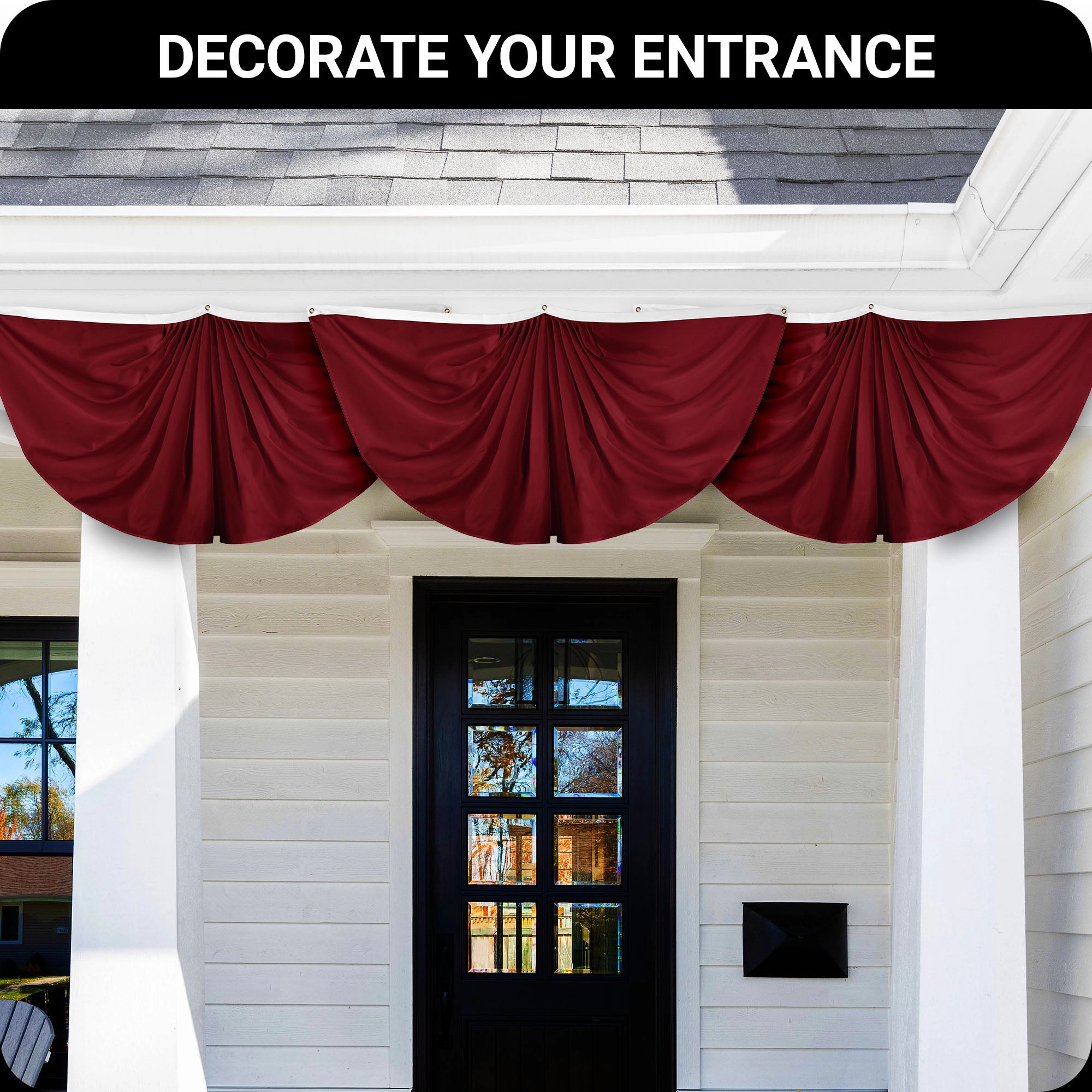 G128 Burgundy Pleated Fan Flag 3x6 Ft - 150D Polyester, Fade-Resistant Print, Brass Grommets