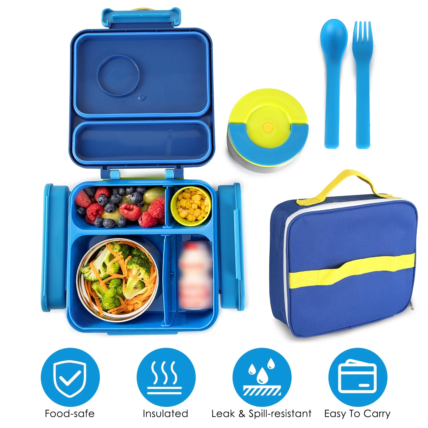 GBruno Kids' Kids' 2-Compartment Insulated Lunch Box Set