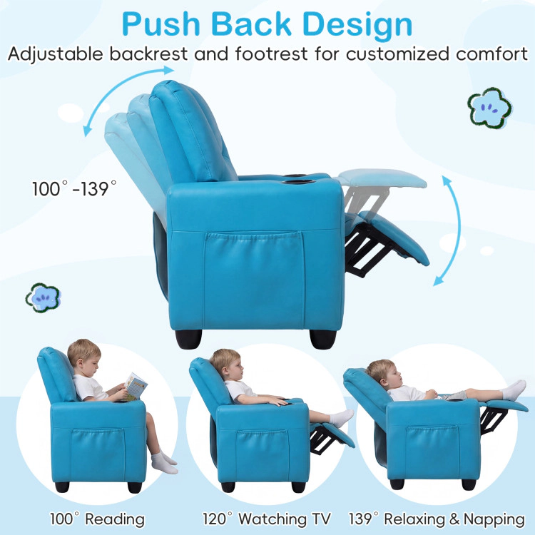 Hivvago 2-Seater Kids Recliner Double Toddler Sofa Chair With 2 Cup Holders