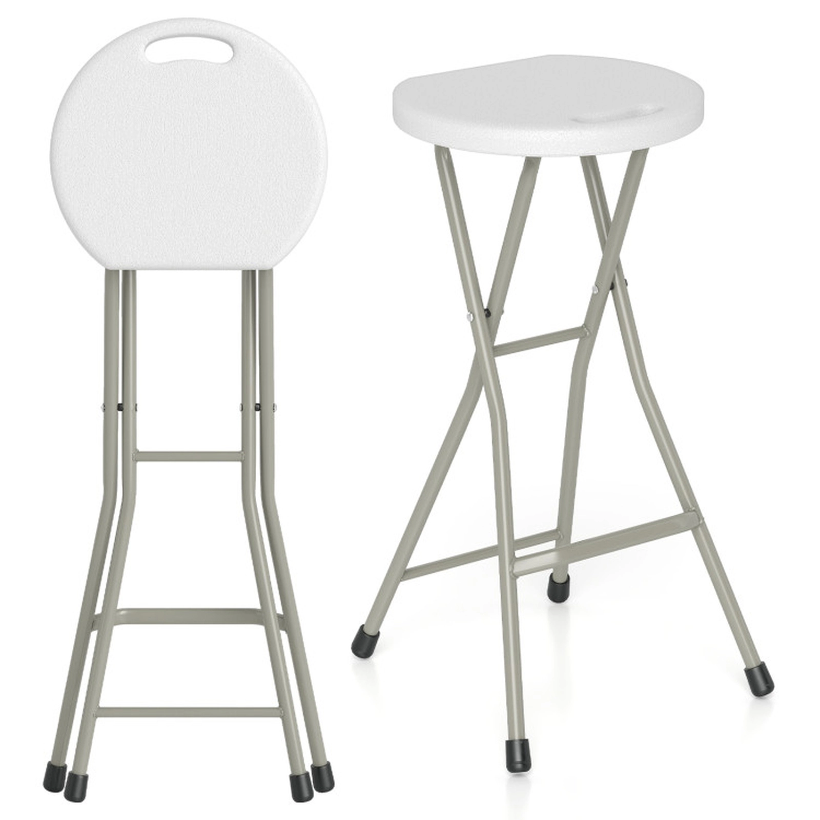 SUGIFT 28-In Portable Folding Stool Patio Dining Chair 330-Lb Capacity with Footrest 28-In Tall Set of 1 White