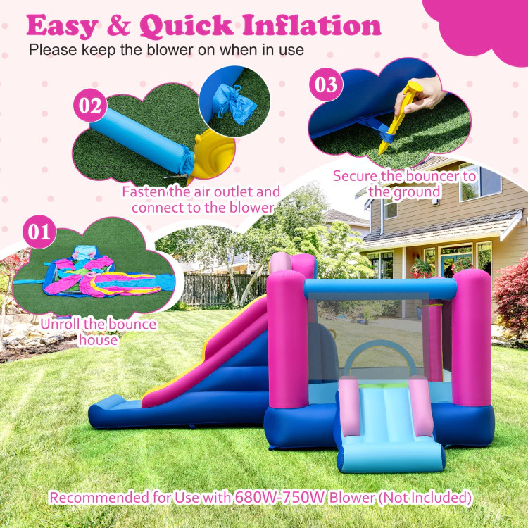Hivvago Inflatable Bounce House with Slides and Basketball Hoop (without Blower)