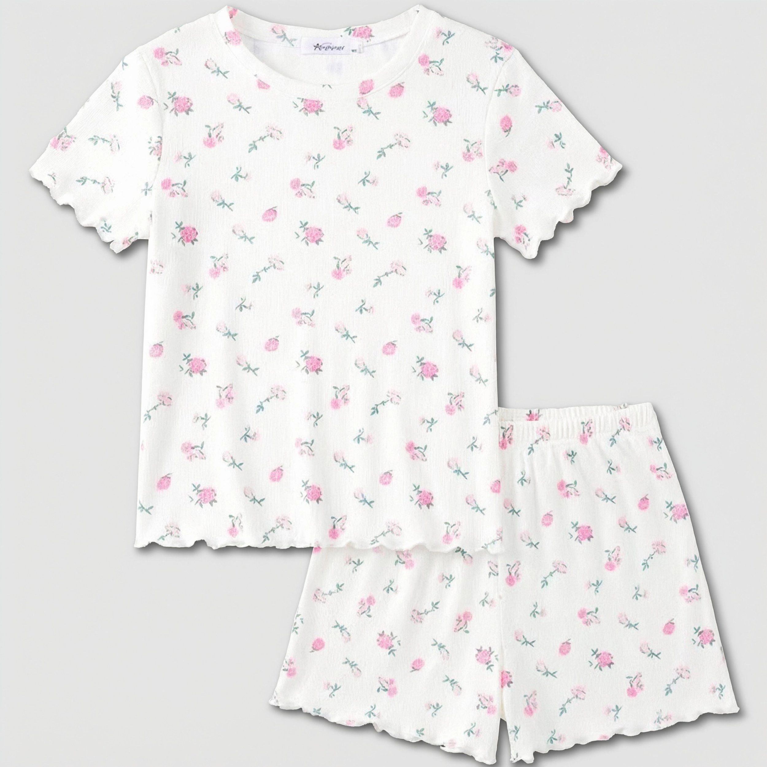 Arshiner Girls Shorts Set Ribbed Knit Summer Outfit Short Sleeve Top Elastic Waist