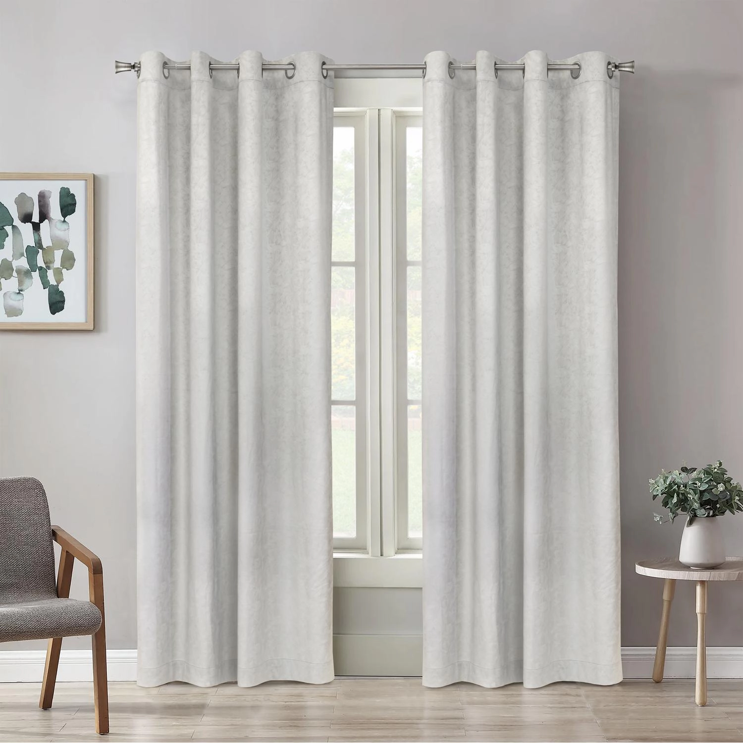 Habitat Bristol Room Darkening UV Protecion Grommet Curtain Panel for Windows 52" x 108" White