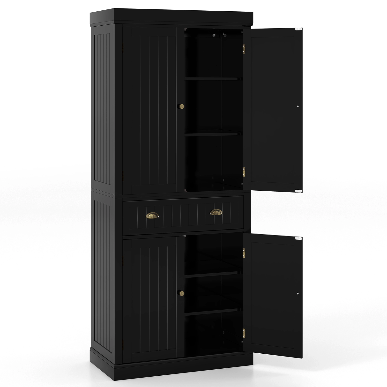 SUGIFT 72-in Tall Black Narrow Storage Cabinet with Doors Drawer and Adjustable Shelves for Laundry