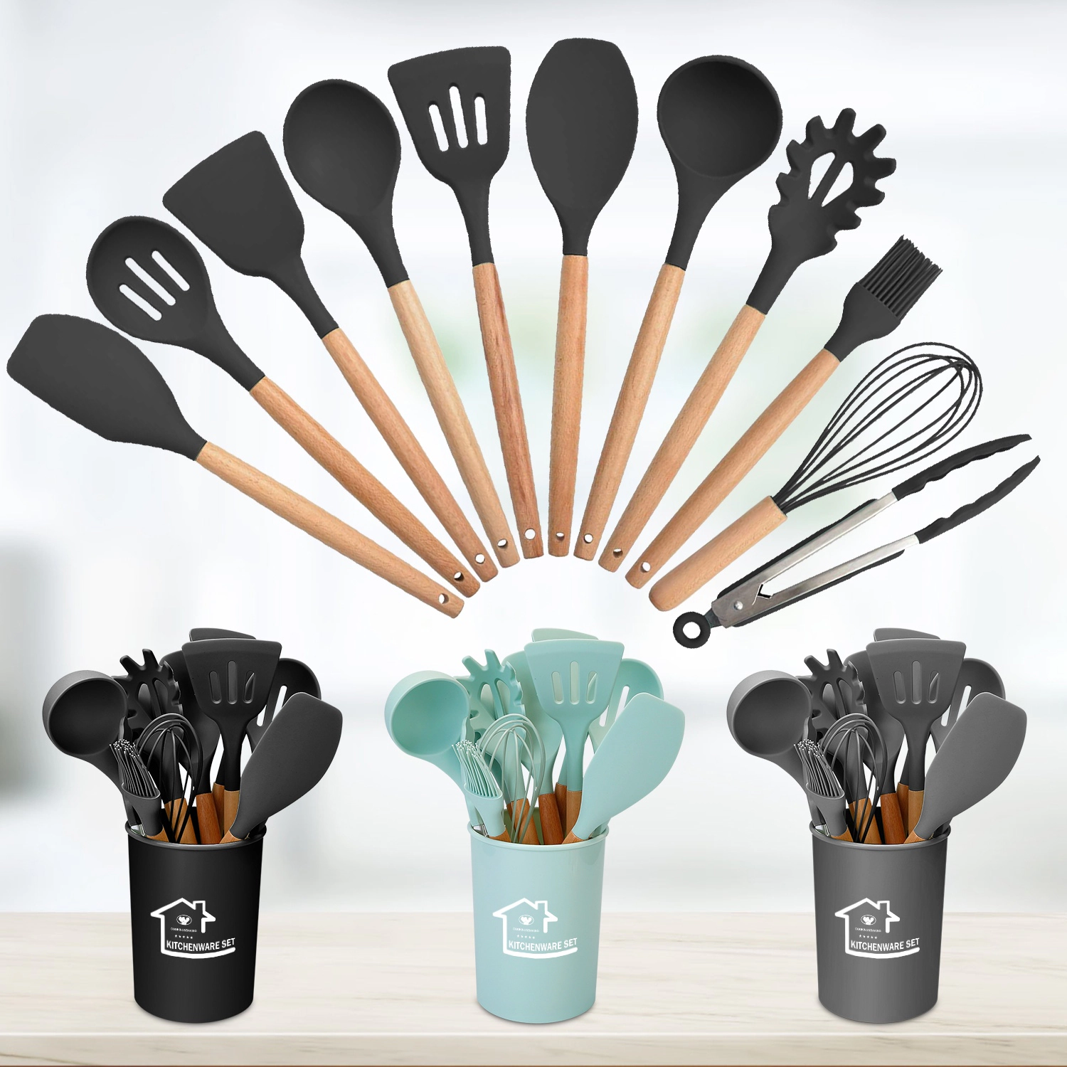 GBruno 11-Piece Silicone Cooking Utensil Set