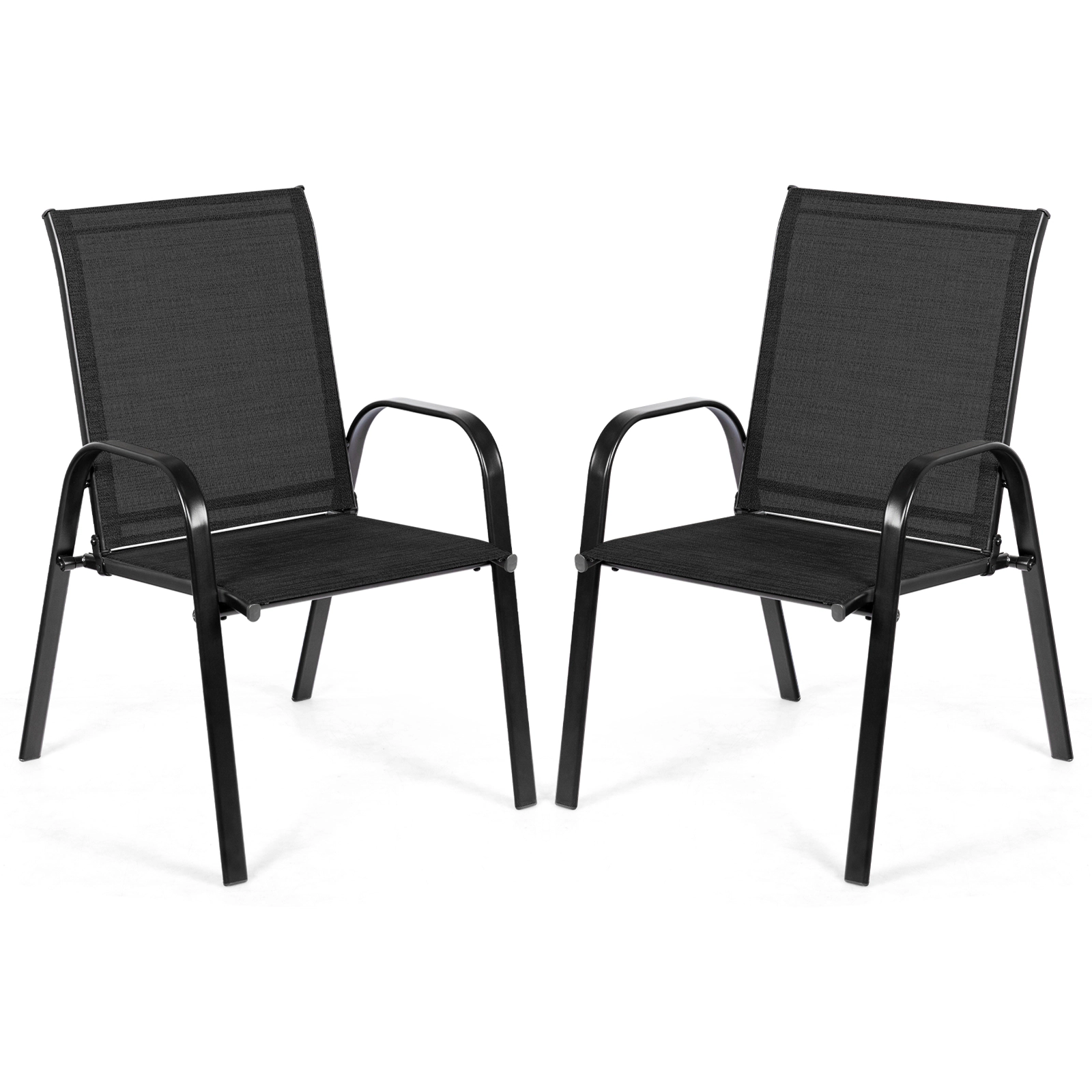 SUGIFT Set of 2 Black Folding Outdoor Patio Dining Chairs with Armrests