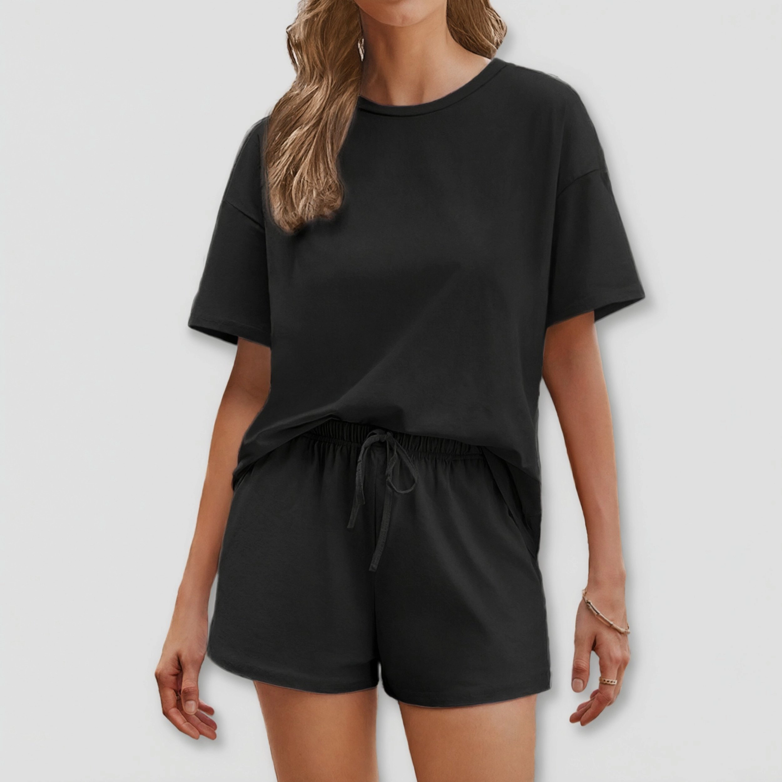 Ekouaer Cotton Pajamas for Women 2 Piece Lounge Sets Short Sleeve Pjs Shorts Set Soft Sleepwear