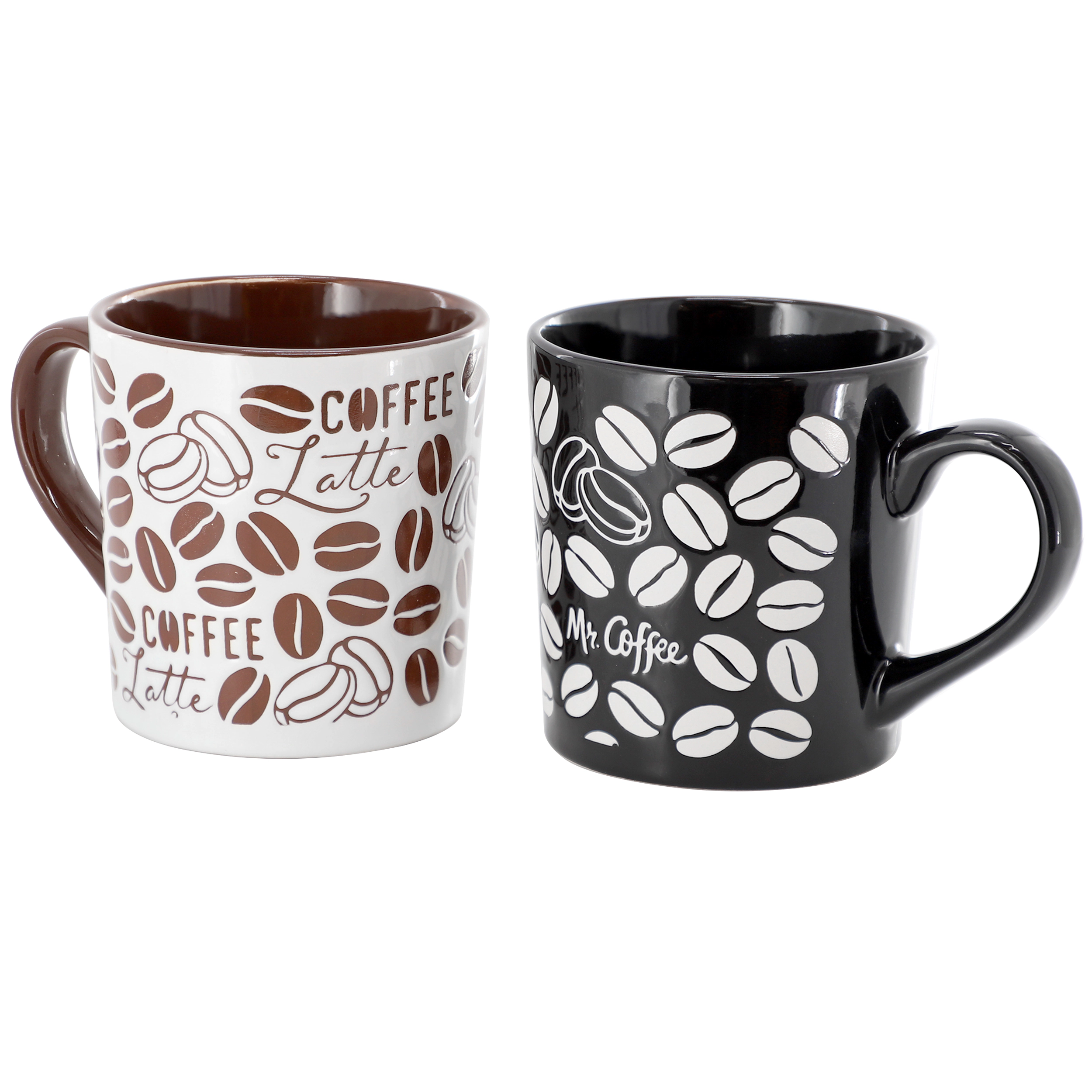 Mr. Coffee Vintage Brew 2 Piece 18 Ounce Coffee Bean Stoneware Mug Set