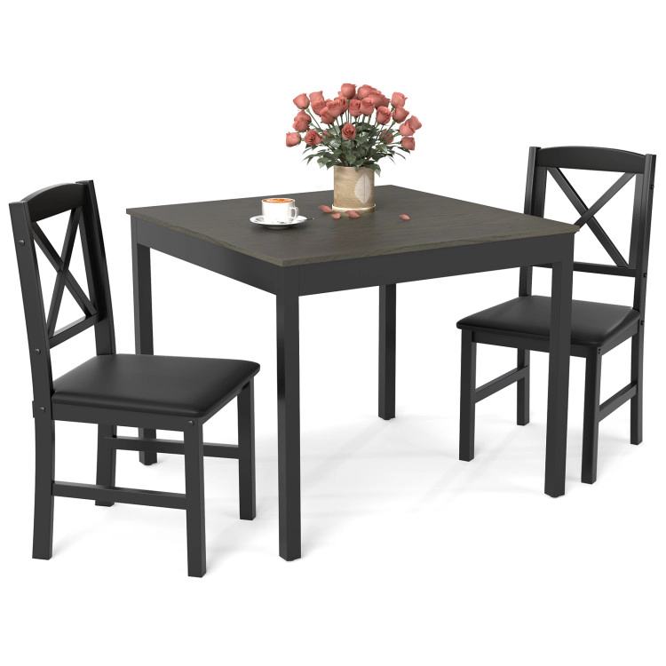Hivvago 3-Piece Dining Table Set Wooden Square Kitchen For 2 People