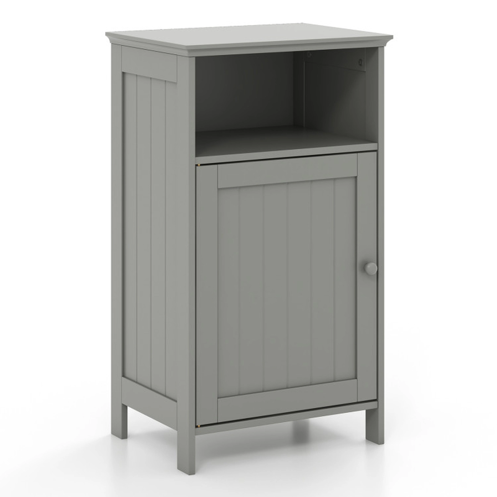 SUGIFT Gray 16-in Wide Freestanding Bathroom Floor Storage Cabinet with Open Cube and Adjustable Shelf