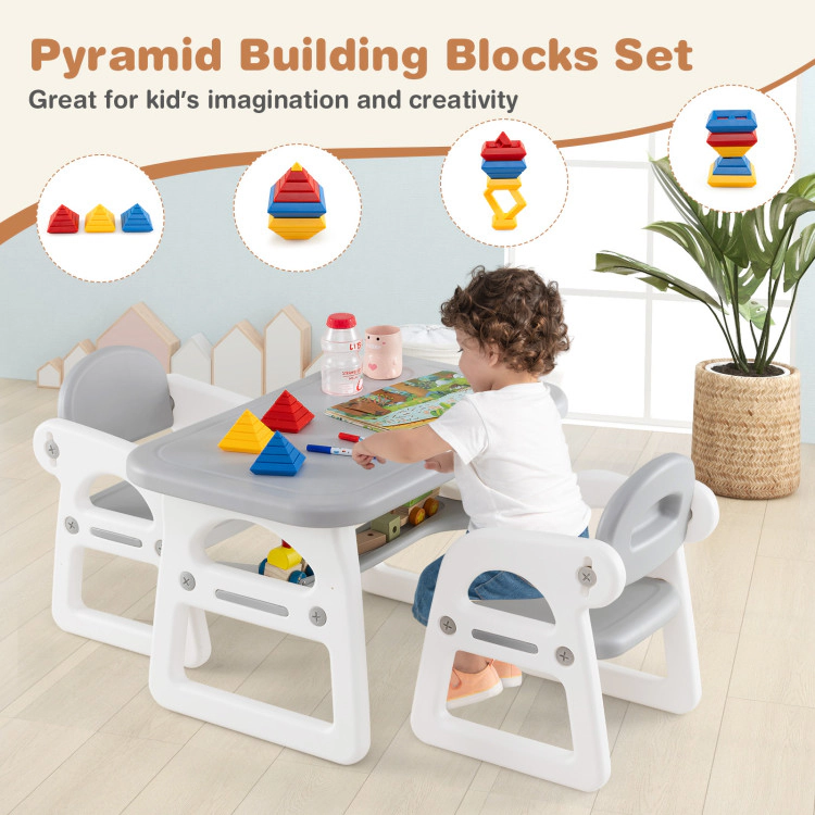 Hivvago Kids Table And Chair Set With Building Blocks