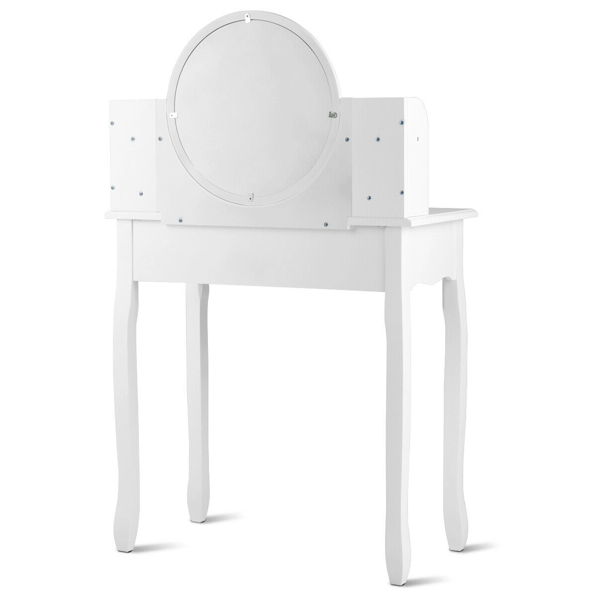 SUGIFT 4-Drawer Makeup Vanity Table Set Girls Dressing Table Oval 14.5-in Mirror 286-lb Dresser 242-lb Stool Capacity