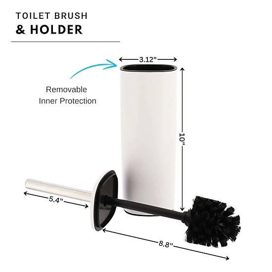 Evideco French Home Goods Square Metal Toilet Brush and Holder Set