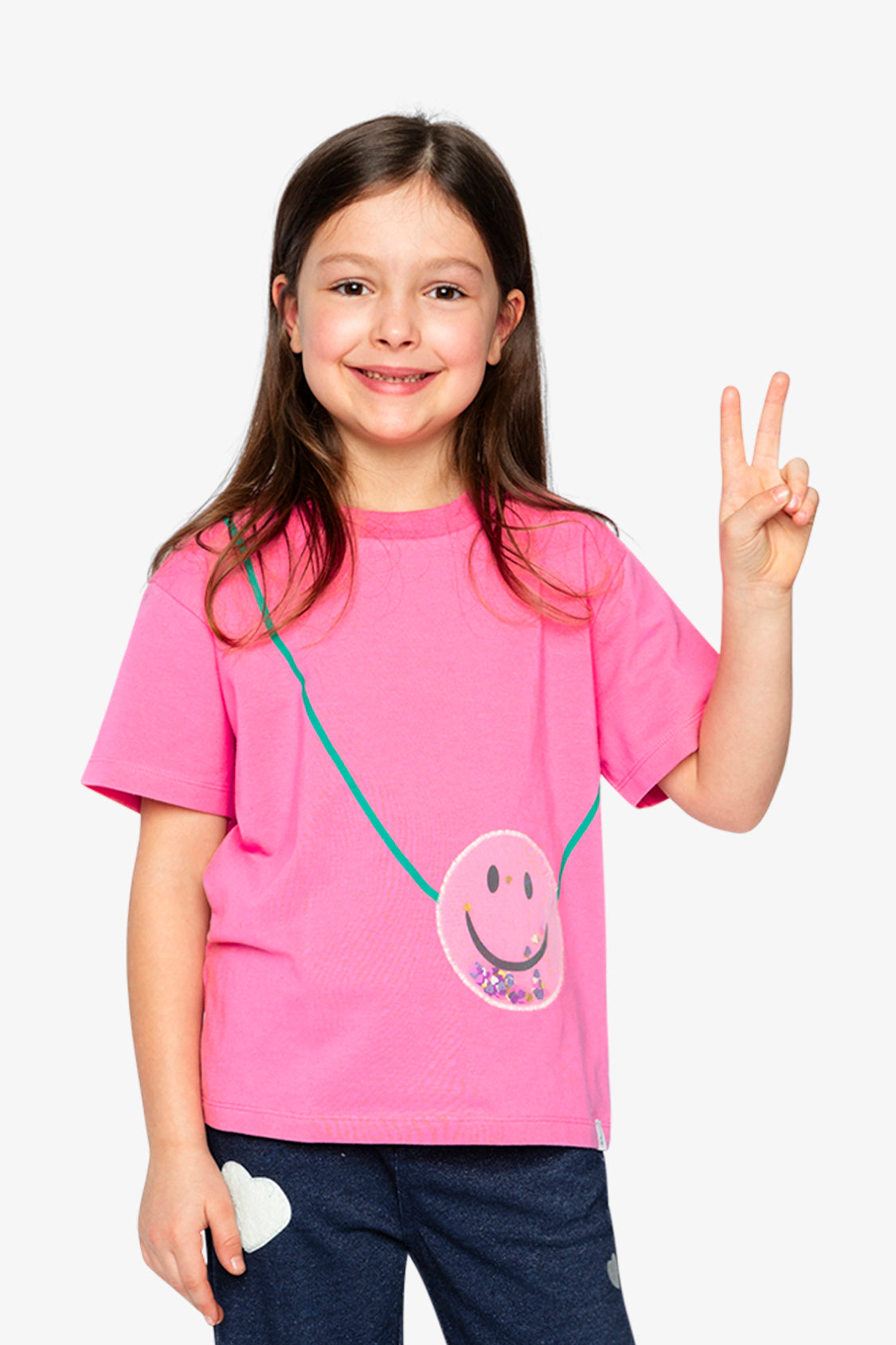 Deux par Girls Sequin Smiley Jersey T-Shirt