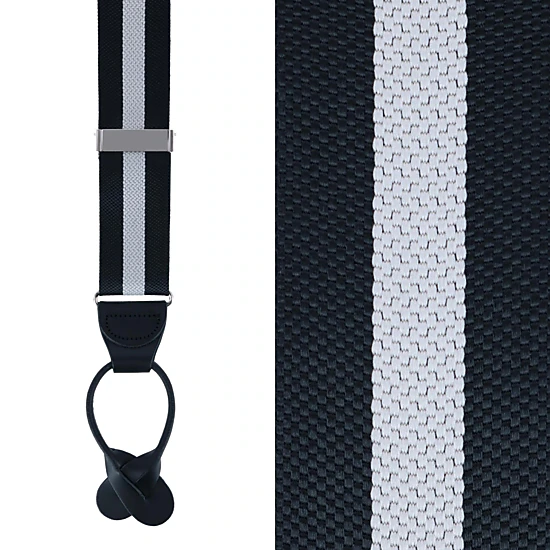 Trafalgar Men's Montague Center Stripe Nylon Button End Suspenders