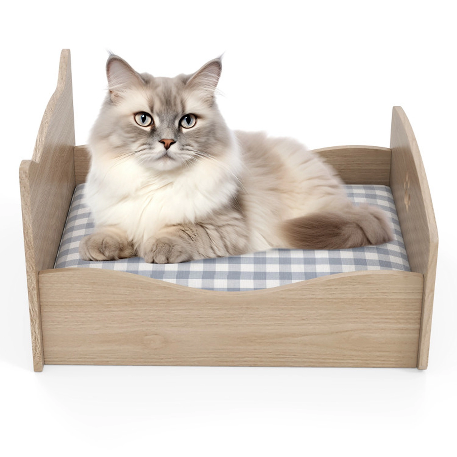 SUGIFT Elevated Pet Bed Frame with Guard Rails 44-lb Capacity Natural