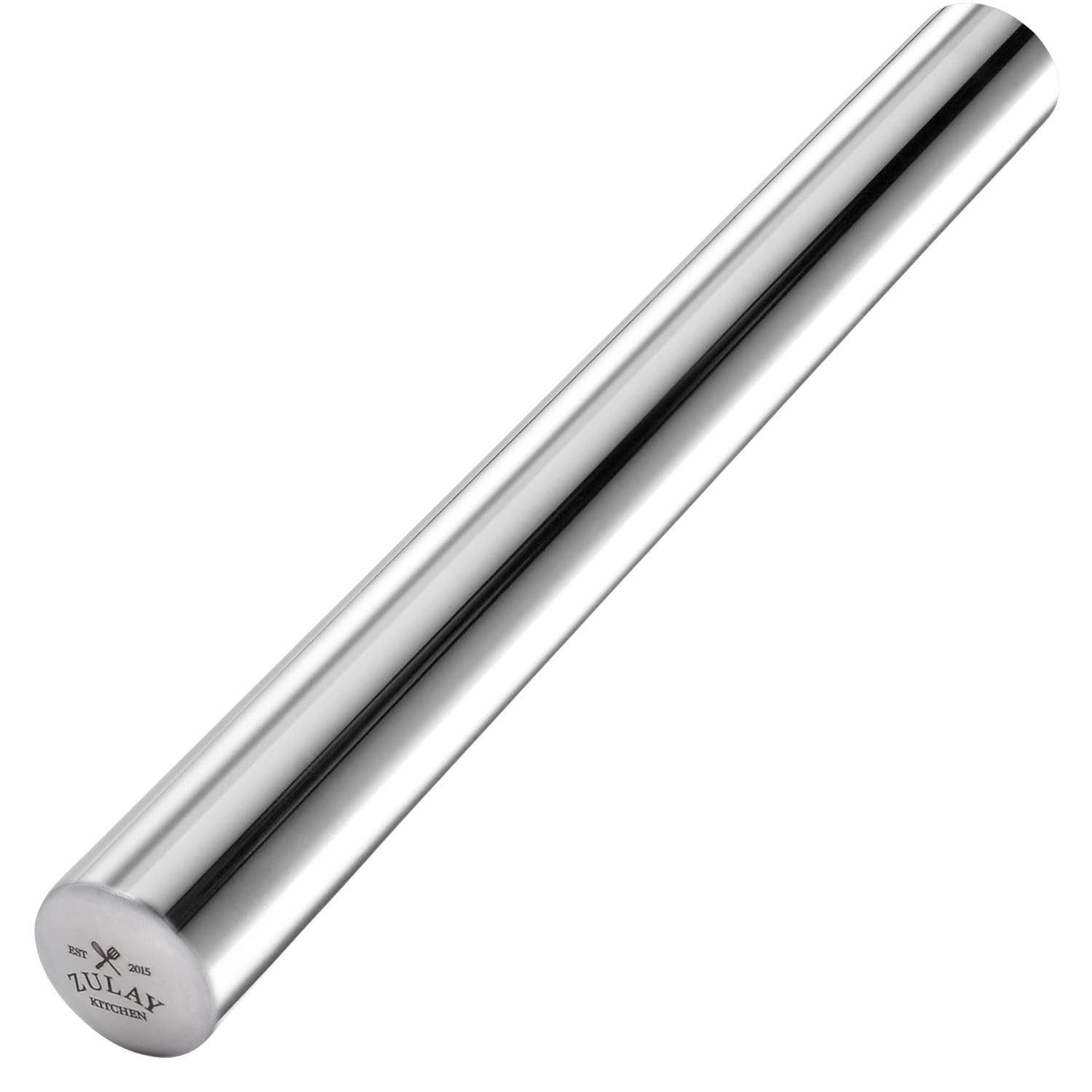 Zulay Kitchen 15.9 inch Professional Stainless Steel Rolling Pin for Baking, Fondant, Pizza Dough Roller, Dumpling