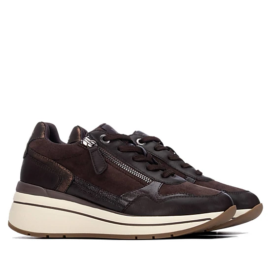 XTI Women's Casual Wedge Lace- Up Sneakers