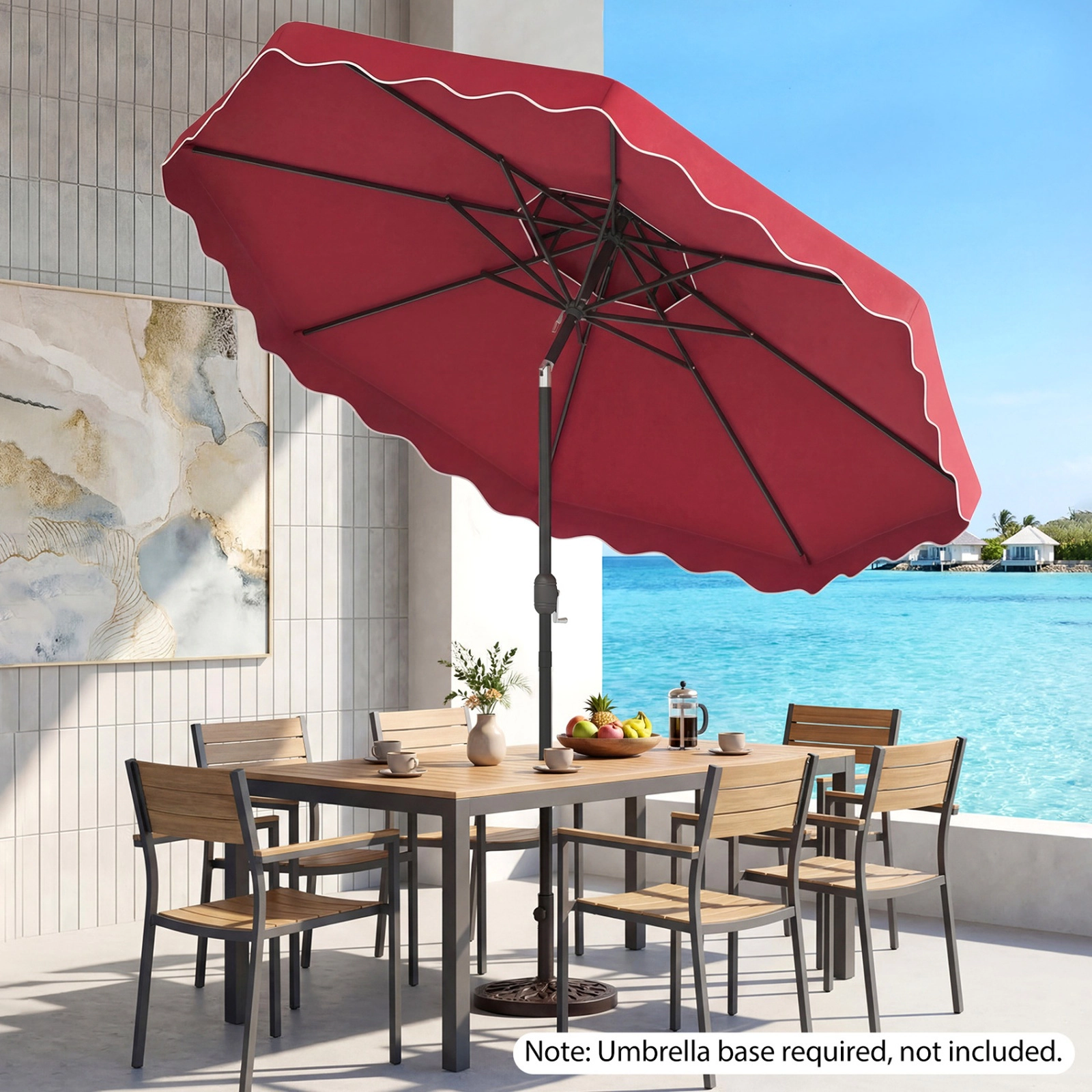 SUGIFT Wine 10 ft Patio Umbrella with Push Button Tilt Crank and 2-Tier Vented Top