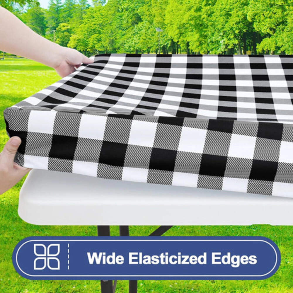 Technopliance 2 Pack Waterproof Fitted Buffalo Plaid Tablecloth 30 x 72 Inch