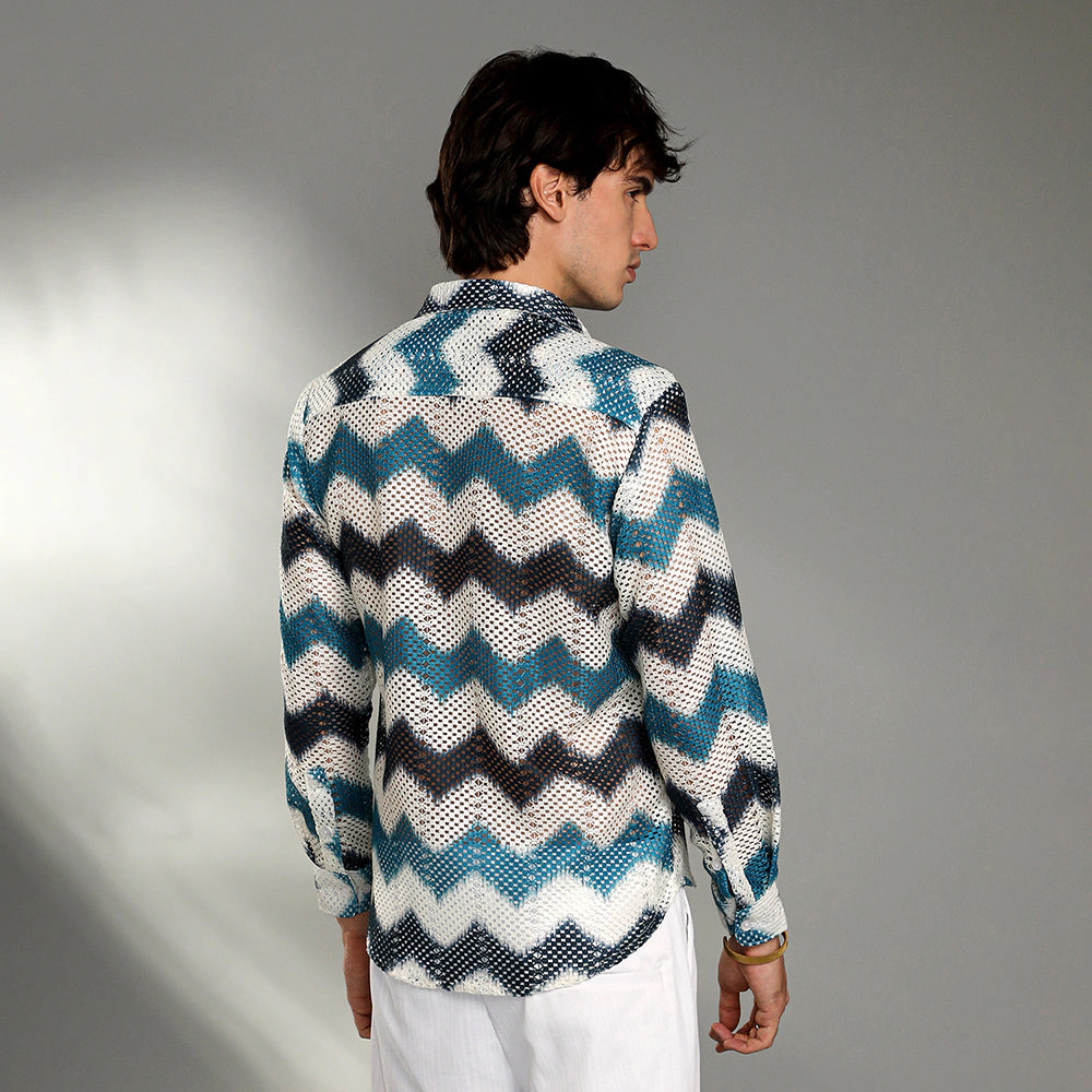 Chevron-Block Knit Shirt