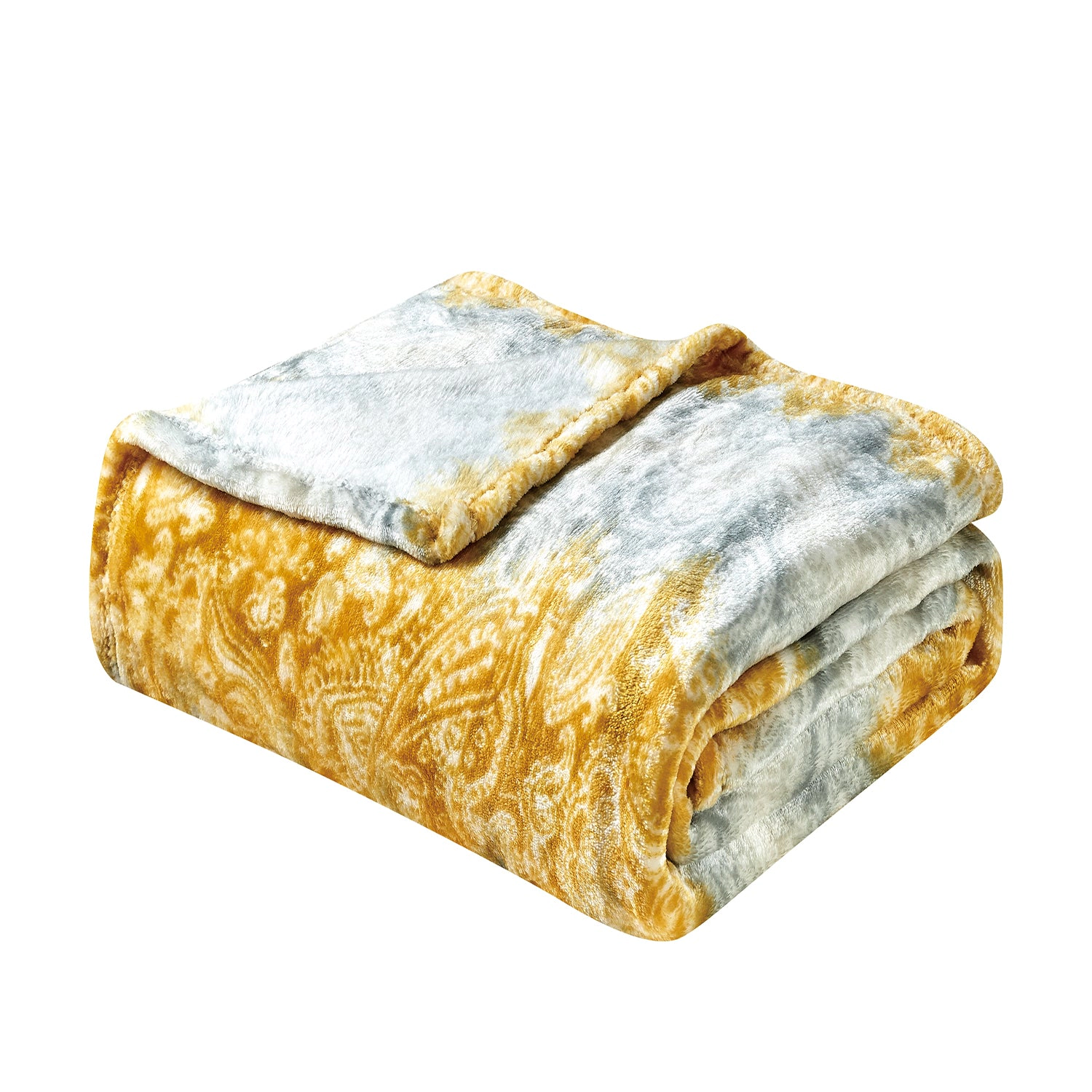 Plazatex Cillia All Season Plush Decorative Throw Blanket 50" x 60" Grey & Yellow
