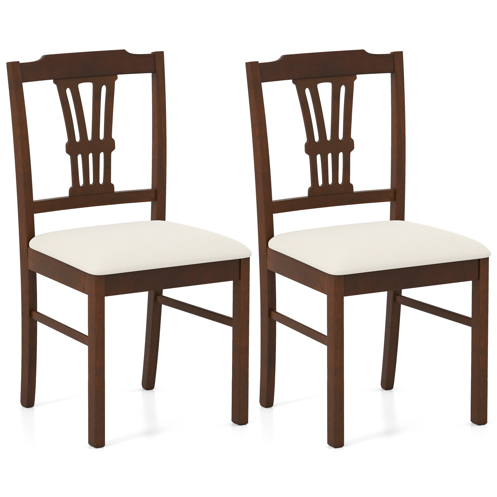 SUGIFT Upholstered Dining Chairs with 330-lb Capacity Brown and Beige Set of 2