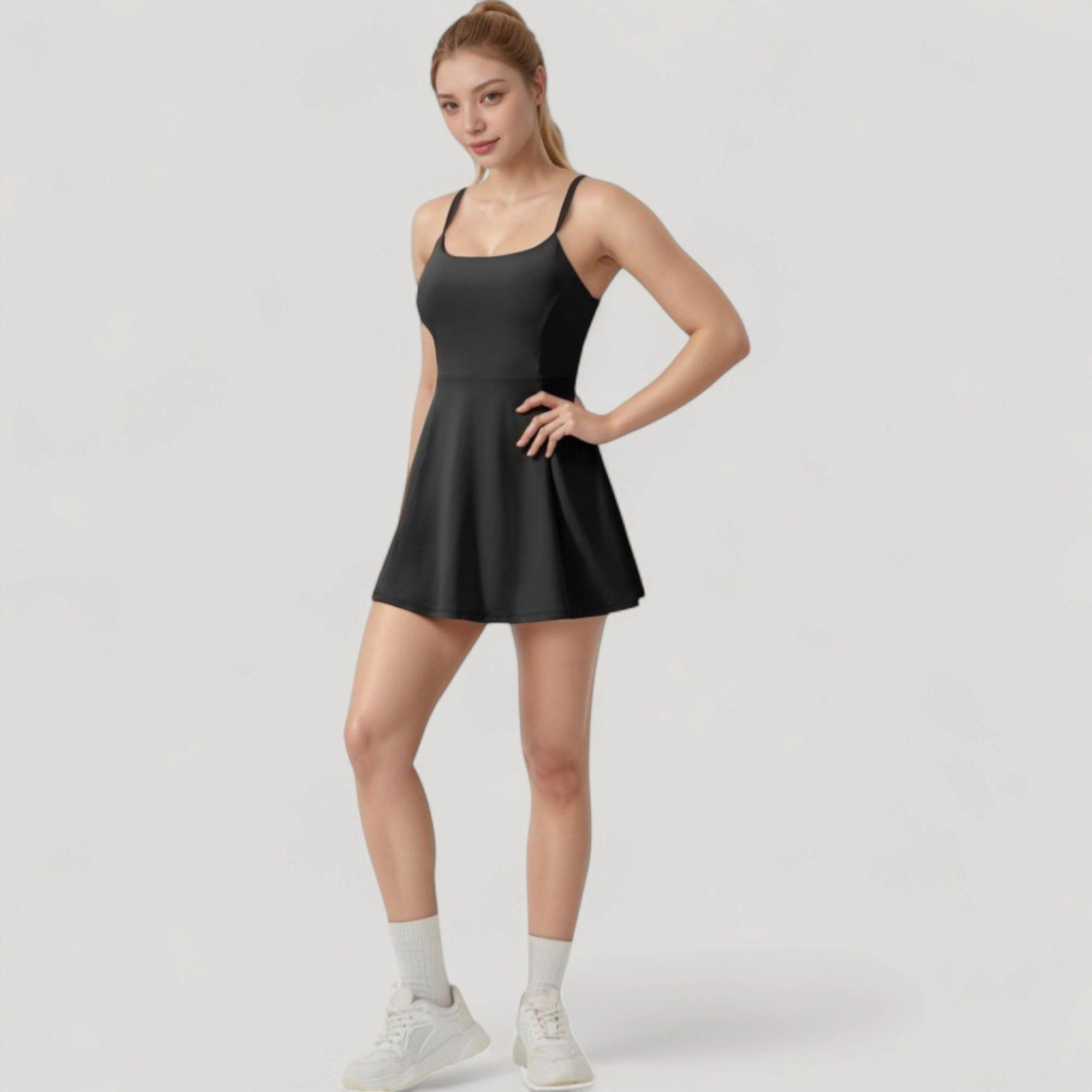 Anna-Kaci Women's Spaghetti Strap A-Line Tennis Dress - Sleeveless Activewear Mini