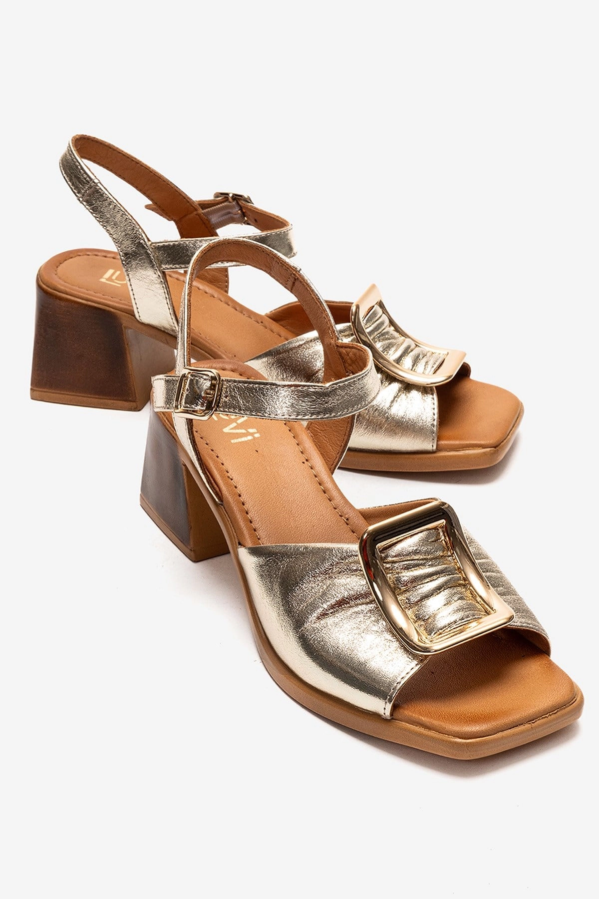 Forever & Always Womens Asha Leather Block Heel Sandal