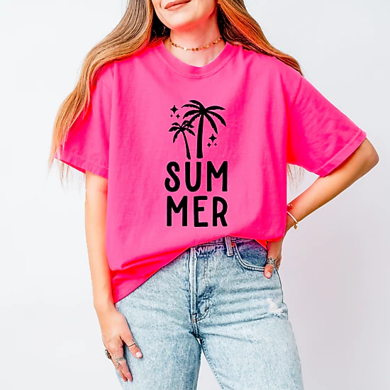 Simply Sage Market - Summer Palm - Women's Garment Dyed Graphic T-Shirt