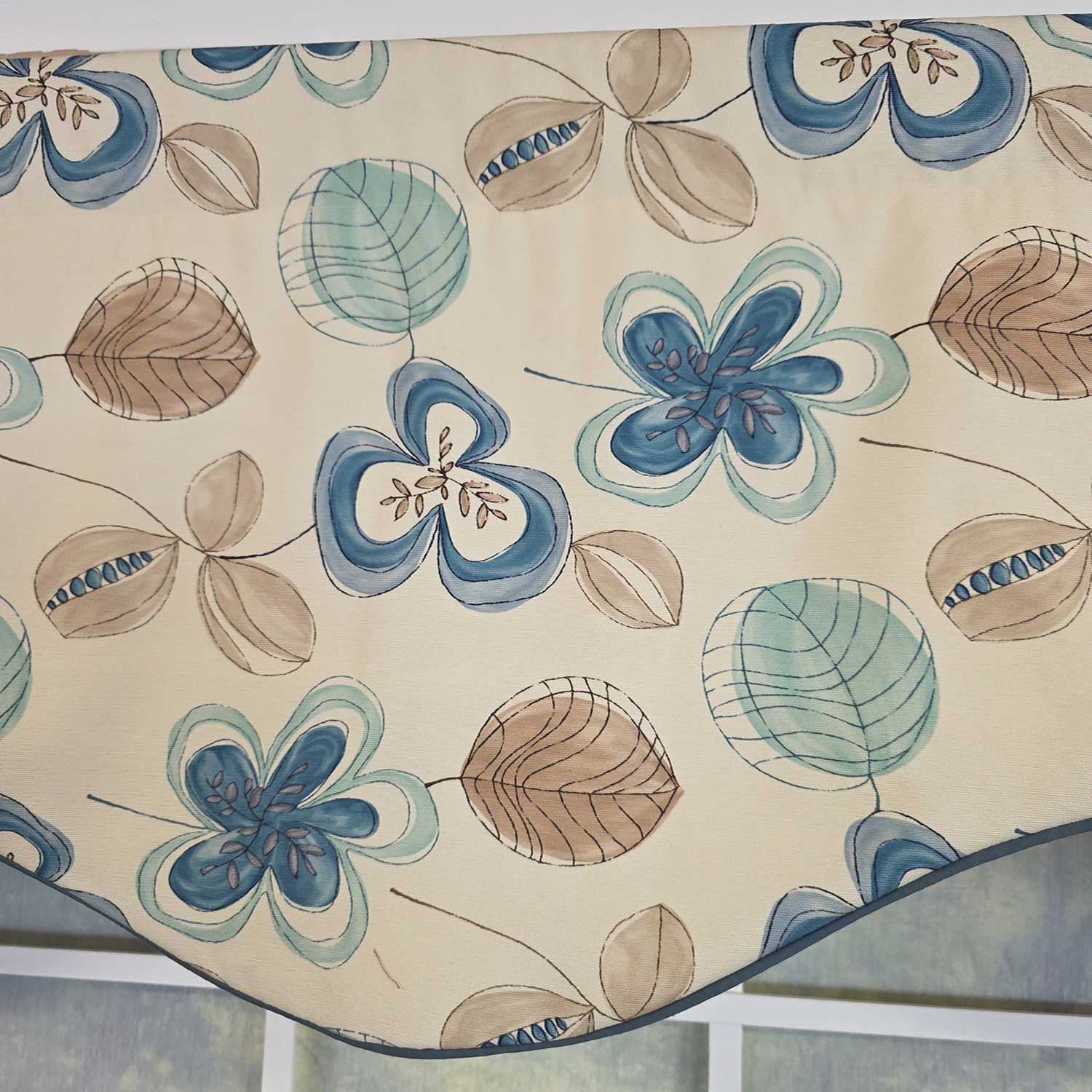 RLF Home 100% Cotton Jolly Cornice  Fully lined Windows Rod Pocket Valance 50" x 17"  Cream
