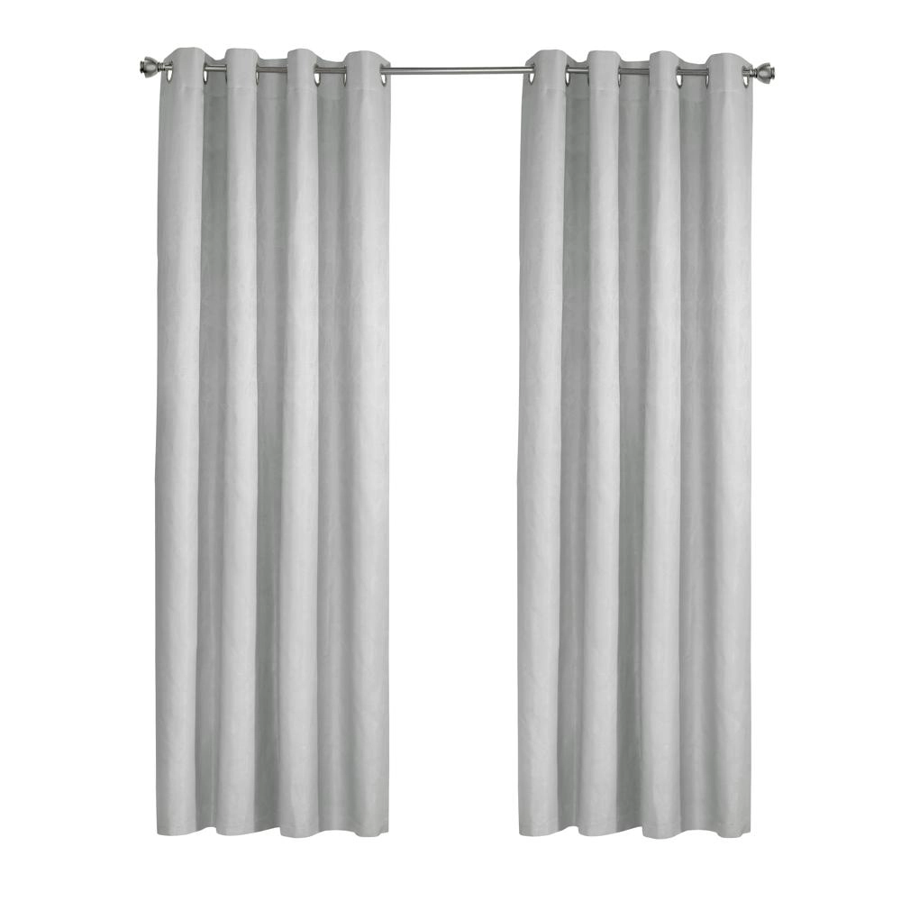 Thermaplus Margot 100% Blackout Subtle Textured Geometric Pattern Grommet Curtain Panel 52" x 95" White