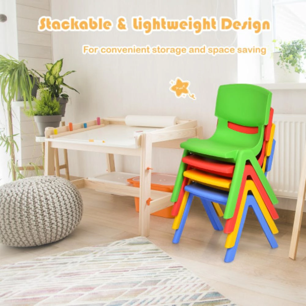 Hivvago Kids Colorful Plastic Table And 4 Chairs Set