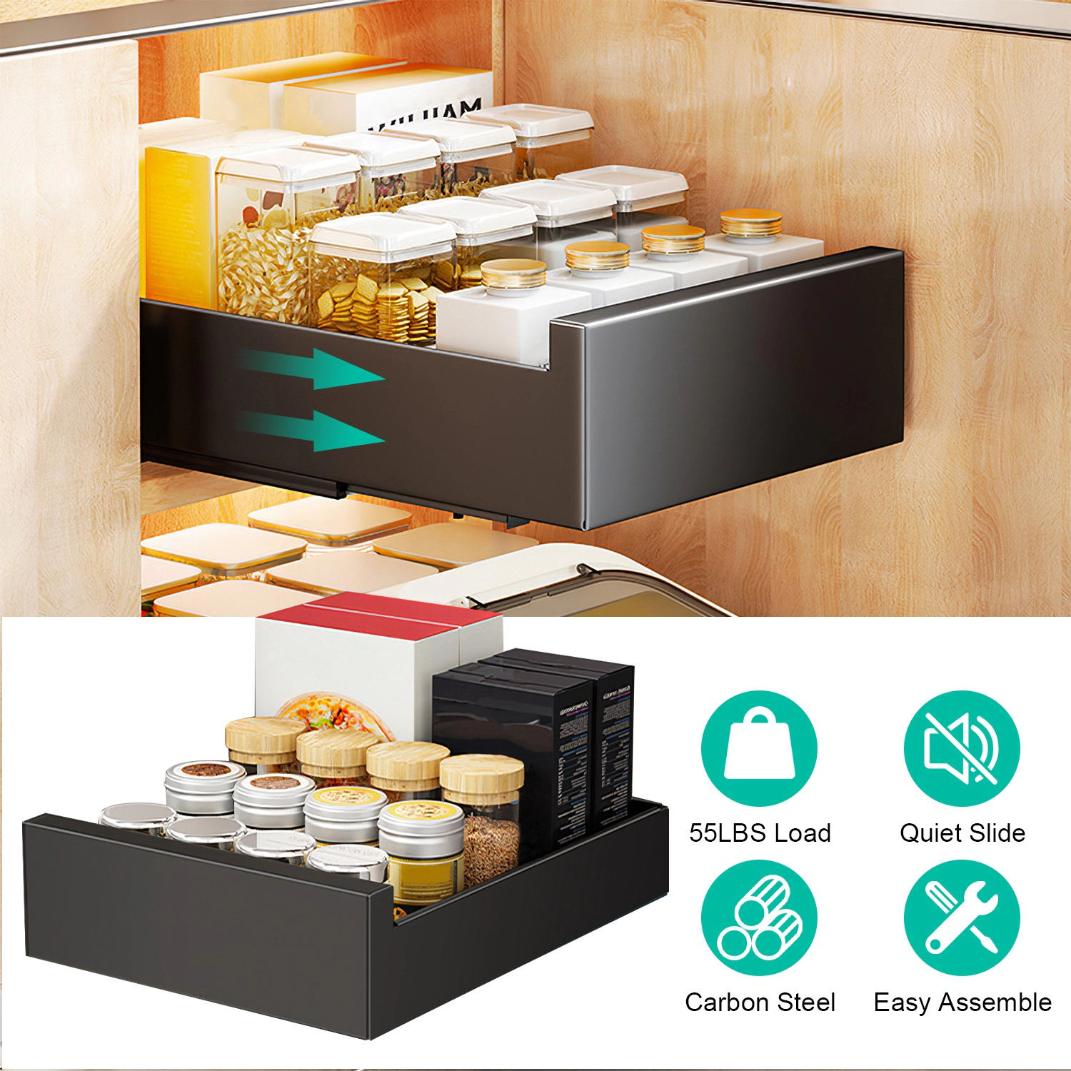 GBruno Carbon Steel Pull-Out Cabinet Organizer