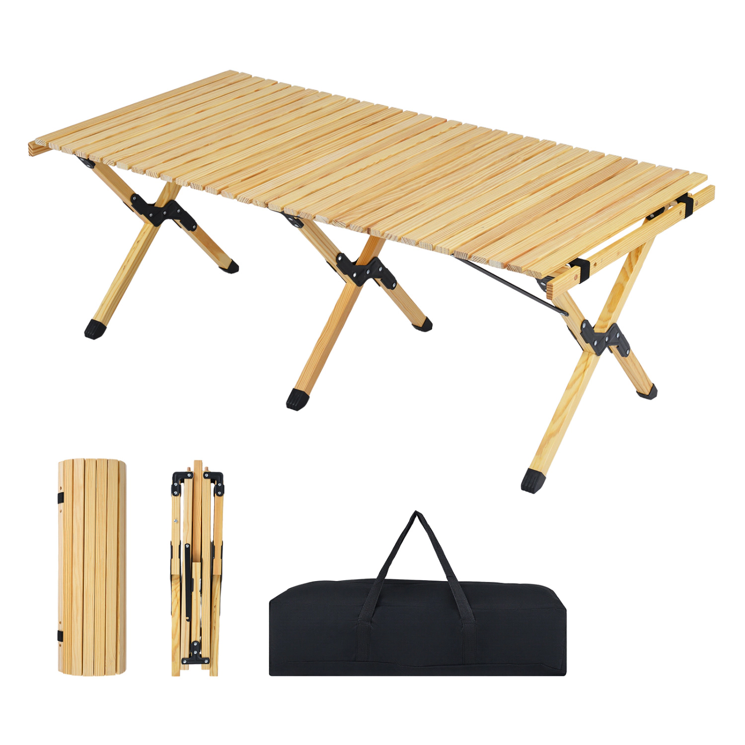 LJG 48 Inch Folding Camping Table with Carry Bag for Backyard